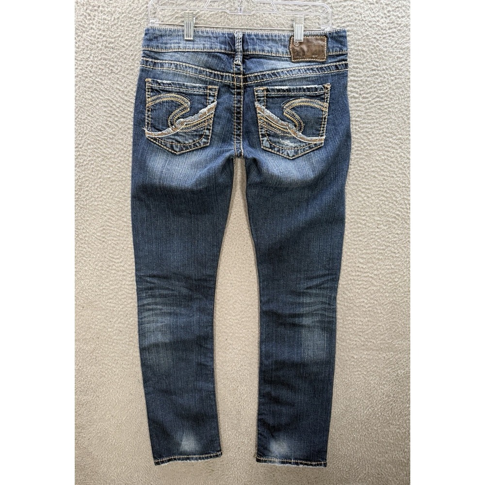 Silver Jeans Womens 27x32 Blue Berkley Low Rise Straight Thick Stitch Rockabilly